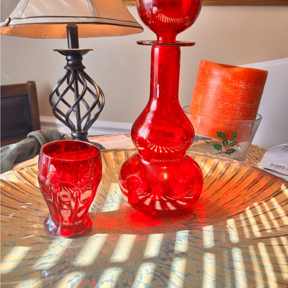 Vibrant Red Glass Vase Collection